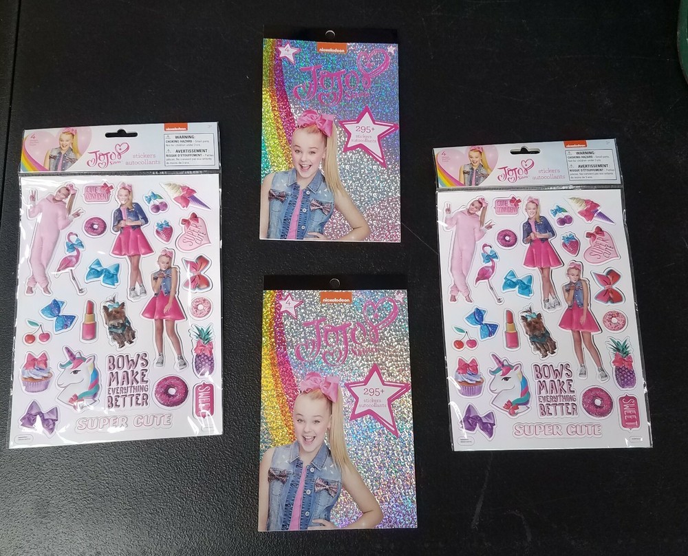 4 Packages Jojo Siwa Sticker Pad, 600+ Stickers Girls Arts & Crafts