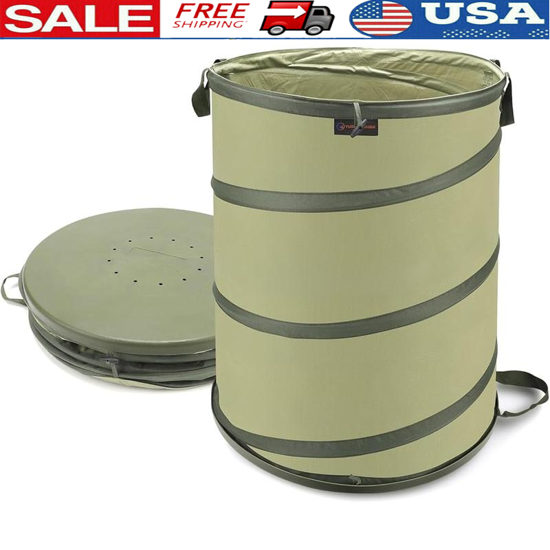Collapsible Garden Bag Hard Bottom Pop Up Trash Can Camping Yard Waste Bin New