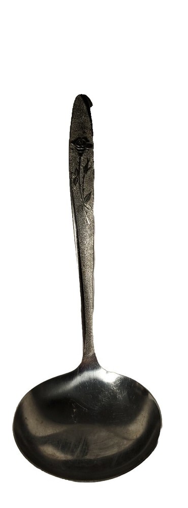 6.5 Inch Korean Stainless Steel Gravy Spoon with Florentine Rose Handle  