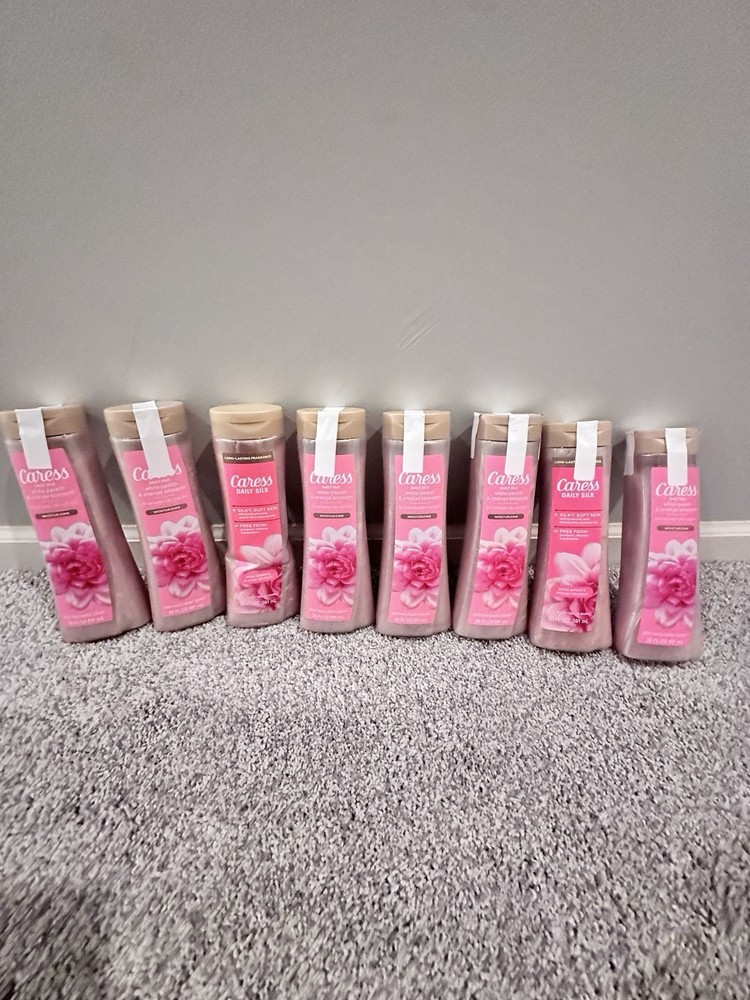 Caress Daily Silk Body Wash 20 Fl Oz Pack of 8 White Peach Orange Blossom