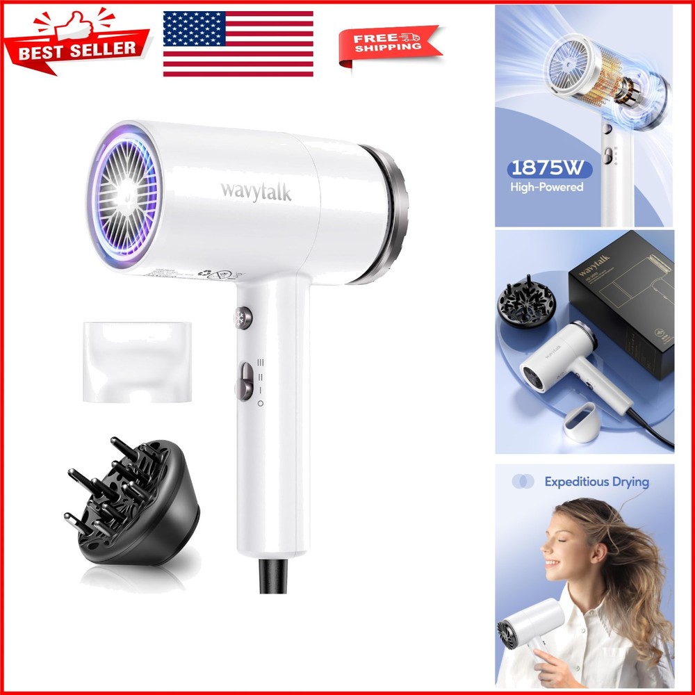 Lightweight 1875W Blow Dryer with Diffuser and Concentrator for Gorgeous Hair