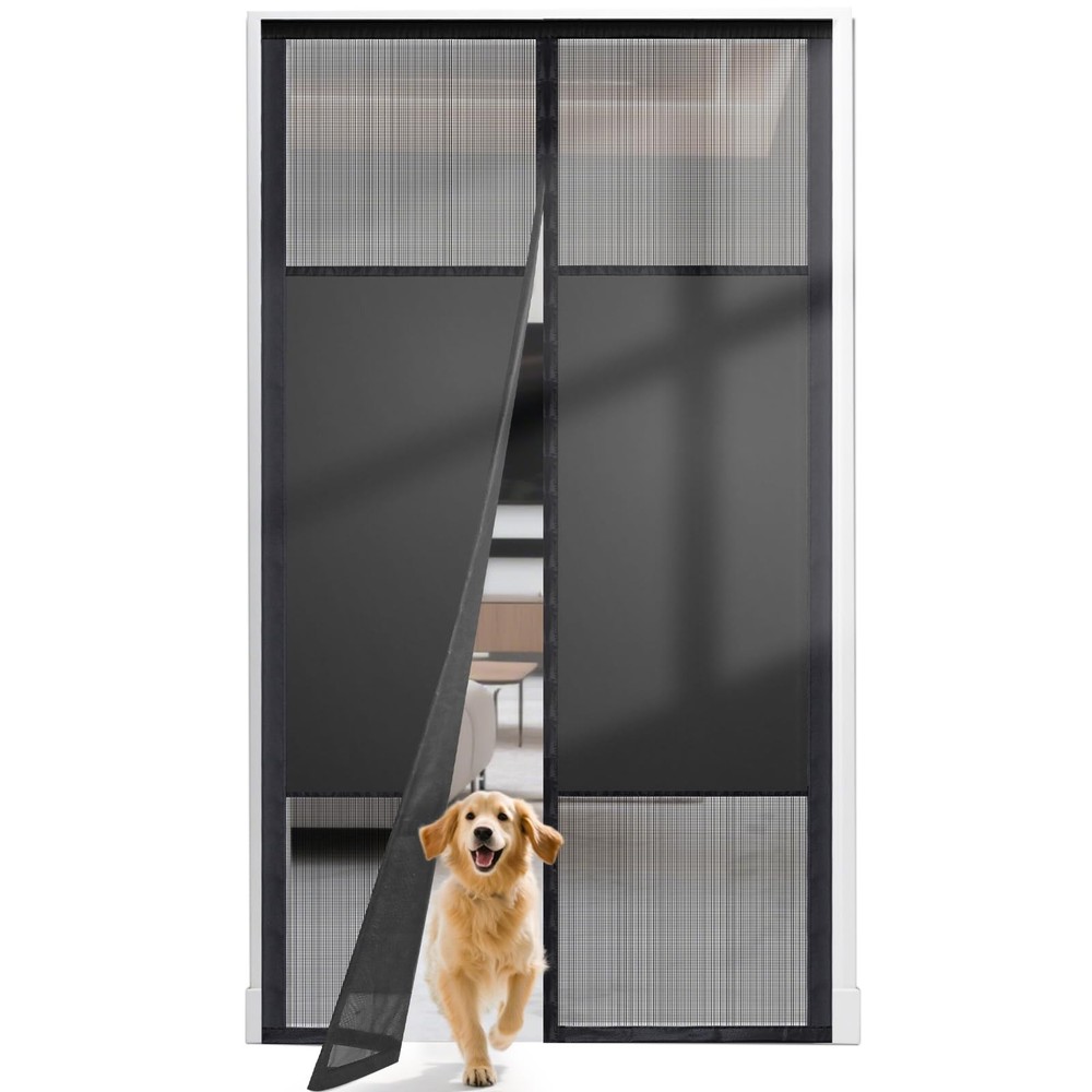 Magnetic Screen Door with Privacy Protection Thick PET Mesh Fits Most Doors