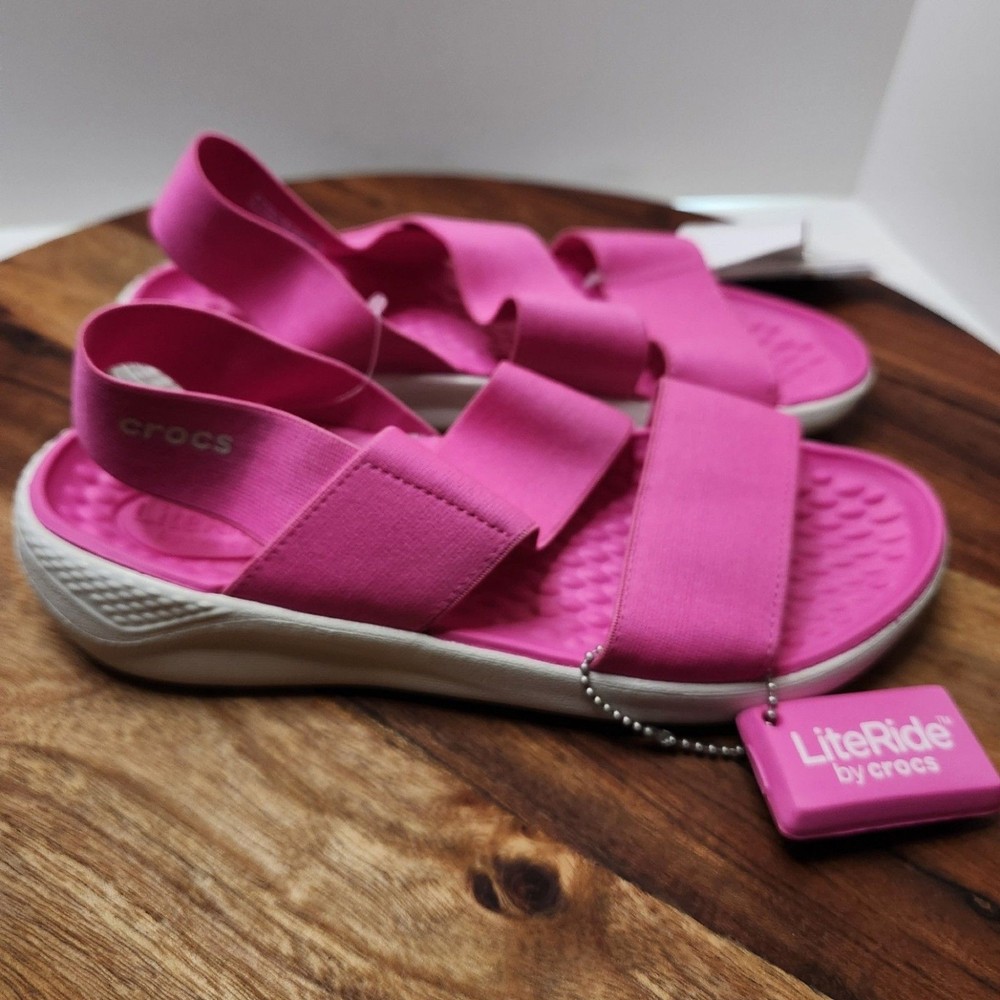 Crocs LiteRide Stretch pink sandals womens size 6