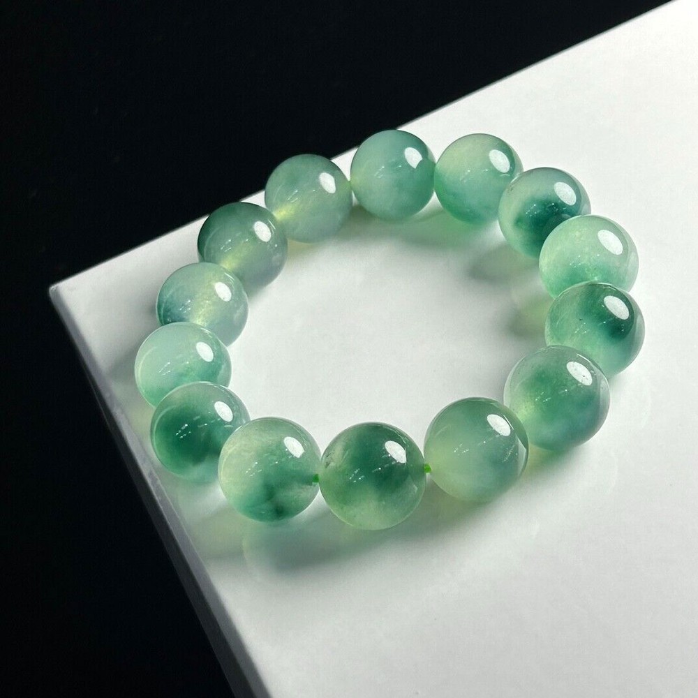 16MM Certified Natural ice Green  Myanmar Beads Jade jadeite Bracelets Bangle