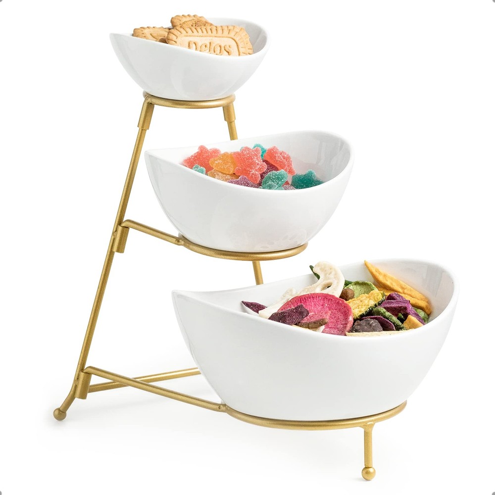 3-Tier Acrylic Chip & Dip Bowl Set for Parties and Entertaining