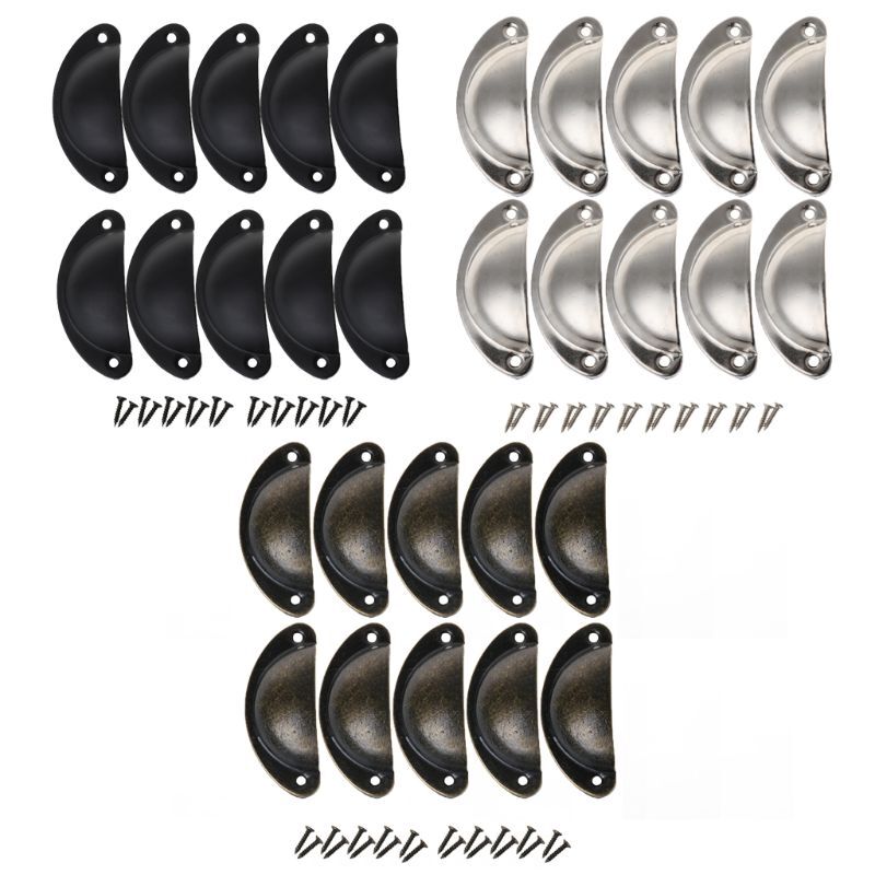 10 Retro Semi-Circular Drawer Pulls for Cabinet Furniture Decor