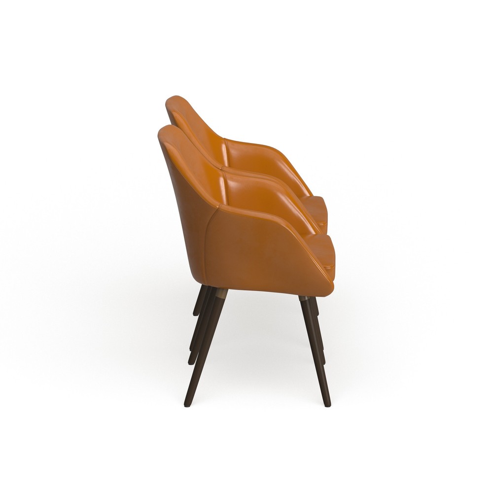 Carson Carrington Akrehamn Cappuccino Faux Leather Mid-Century Armchair