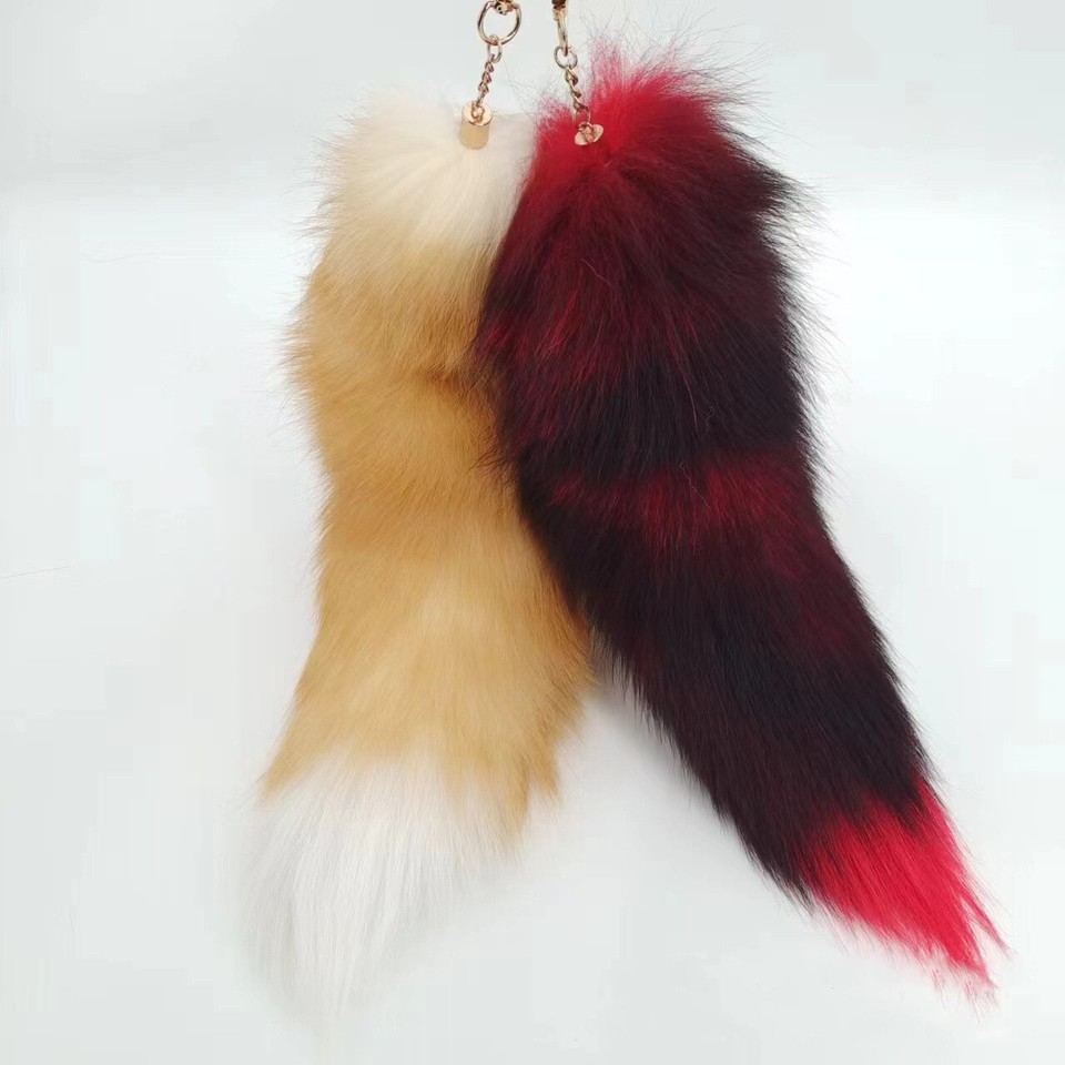 16-18 inch Real Fox Fur Tail Keychain Bag Charm Cosplay Accessory