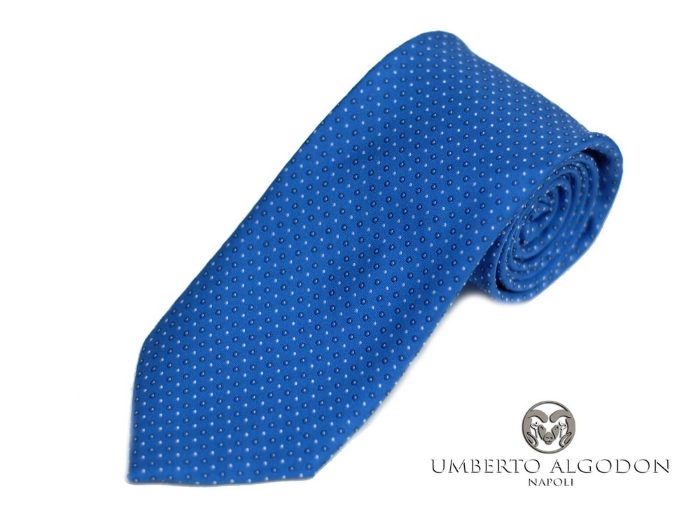 Umberto Algodon Napoli Essenziale Midnight Blue Silk Woven Necktie