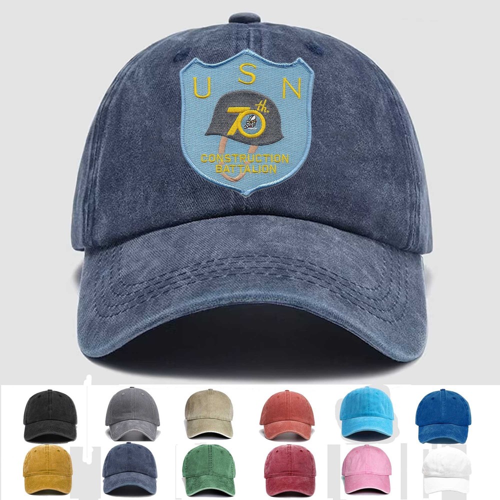 Custom Embroidered Hat 70th Mobile Construction Battalion WWII, Veteran Cap,Gift