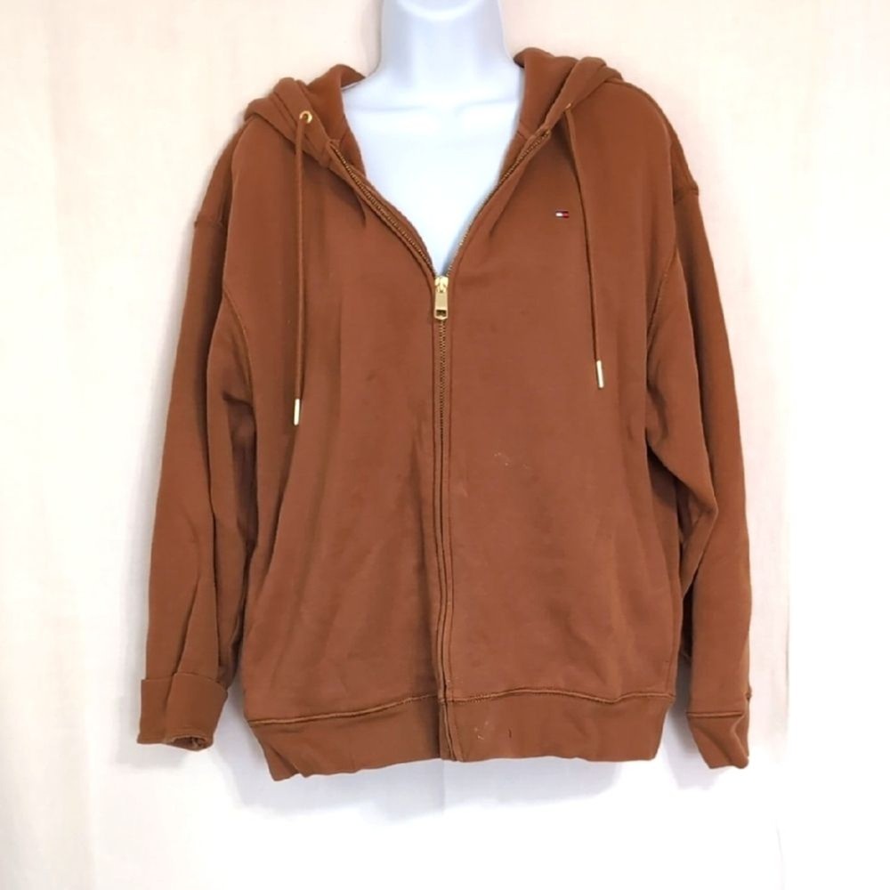 Tommy Hilfiger Camel Brown Medium Zip-Up Hoodie for Men