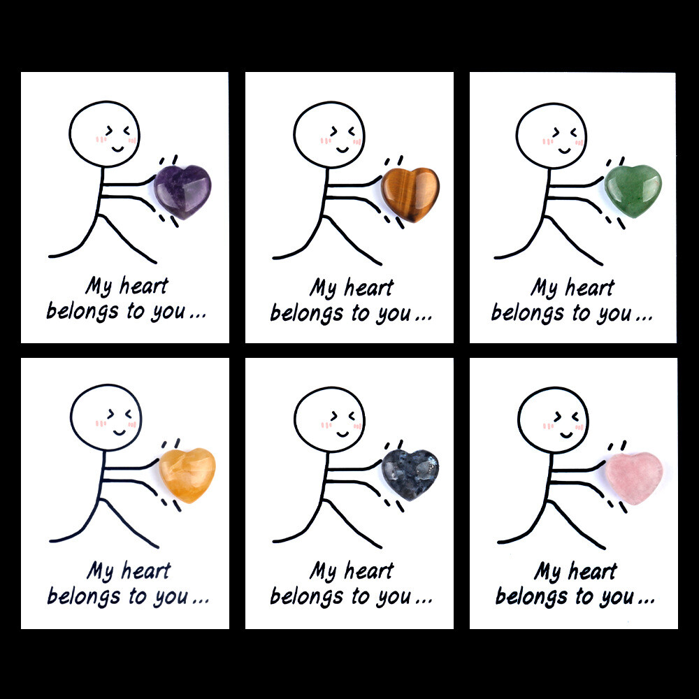 10 Valentines Day Crystal Heart Healing Stones Cards Gifts Poster  -image