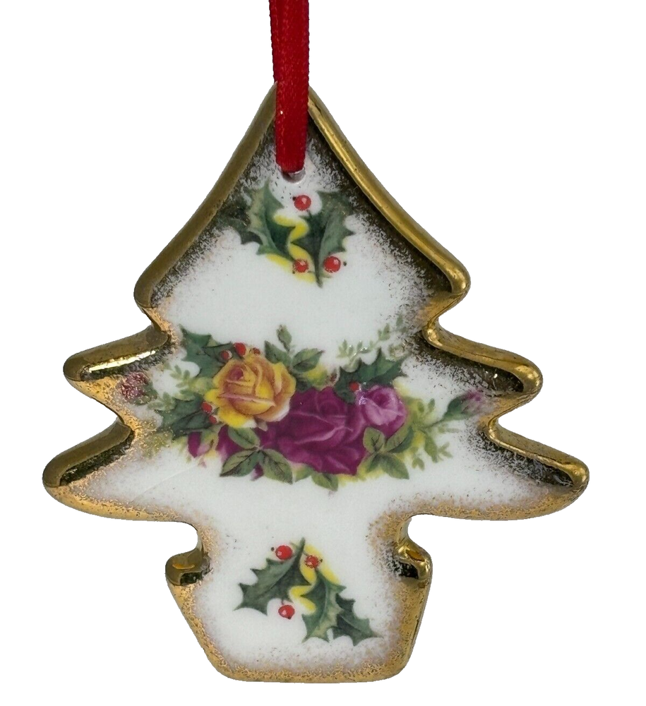 Royal Albert Christmas Ornament Tree Bone China Yellow Rose England 2 in Series