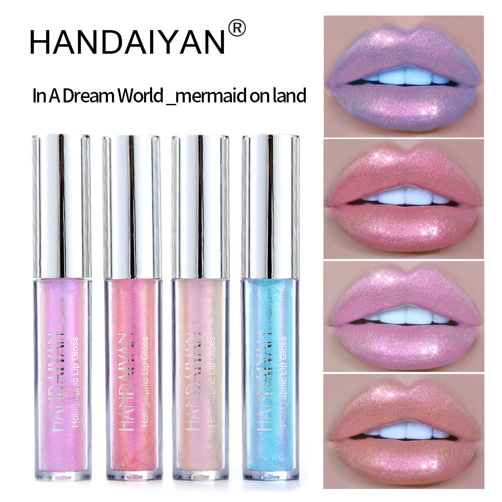 6 Colors Laser Holographic Lip Gloss Liquid Lipstick Glitter Waterproof Metallic