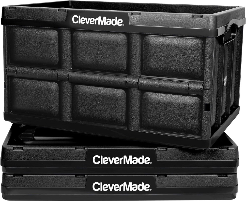Collapsible Storage Bins - Obsidian 3 Pack 62L - Stackable Containers Heavy D...
