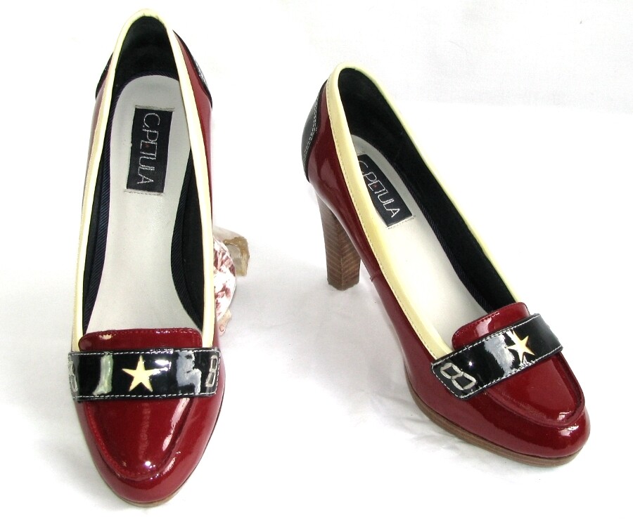 C Petula Court Shoes Mocastar Patent Leather Blue Beige Red Dark 36 Very Fine