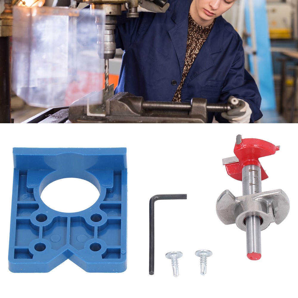 Hinge Jig Drill Guide 35mm Concealed Drilling Tool Set Kit for Door Window