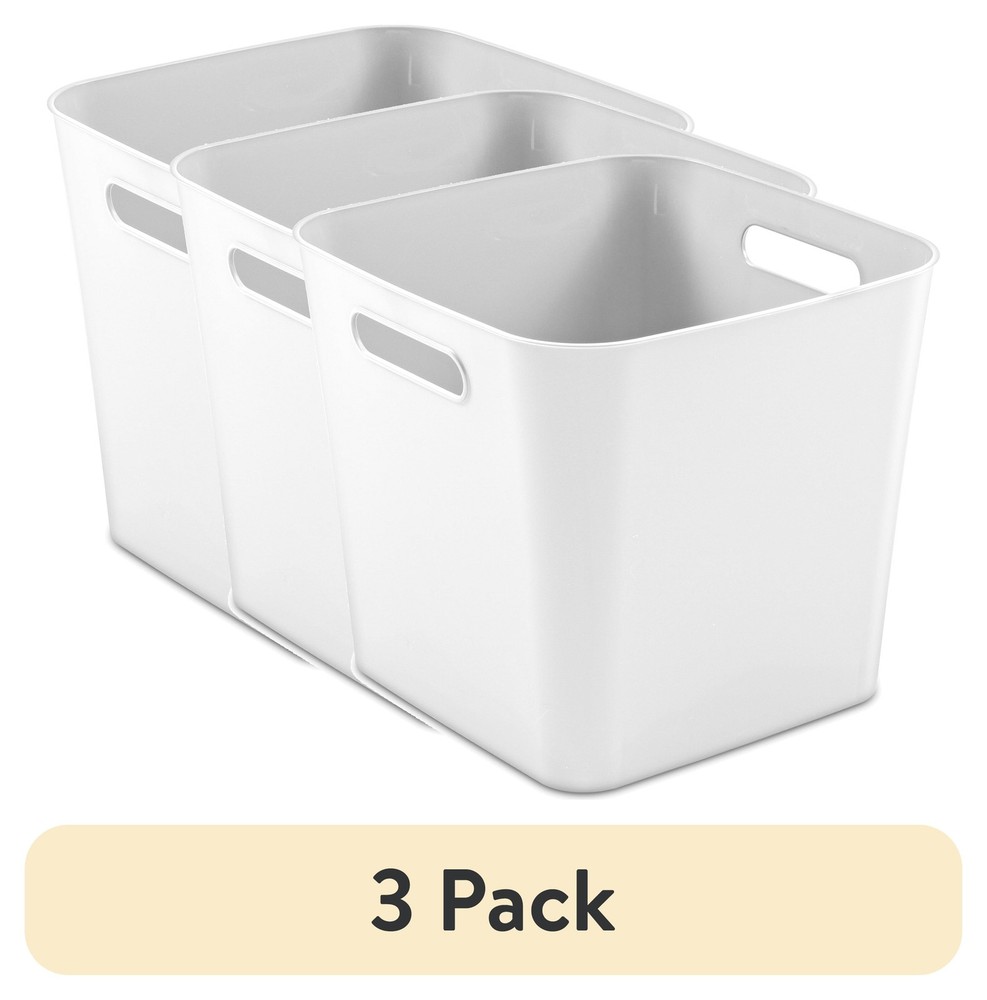 (3 pack) Mainstays Cube Plastic Storage Bin, White