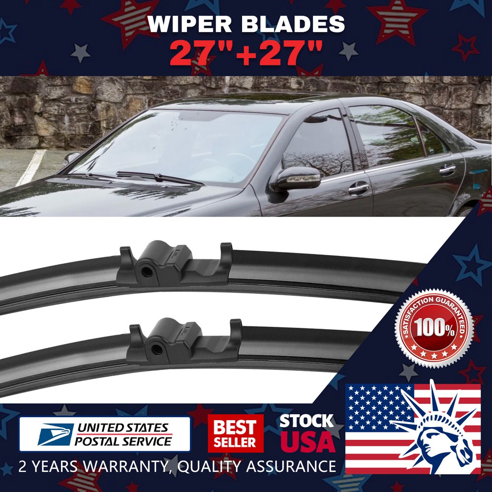 27''+27'' Quality Bracketless Windshield Wiper Blades Side lock Pair All Season