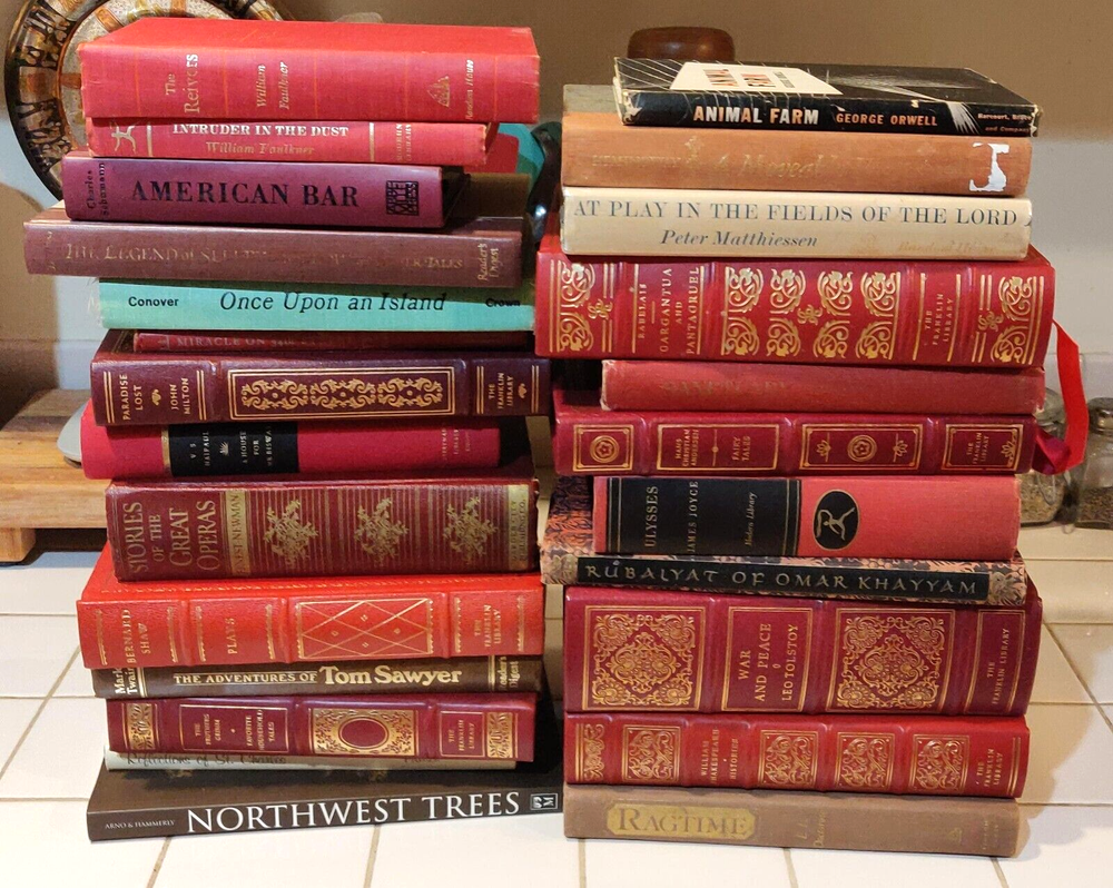 Lot of 18 Vintage Old Rare Antique Random Hardcover Books - Library Decor