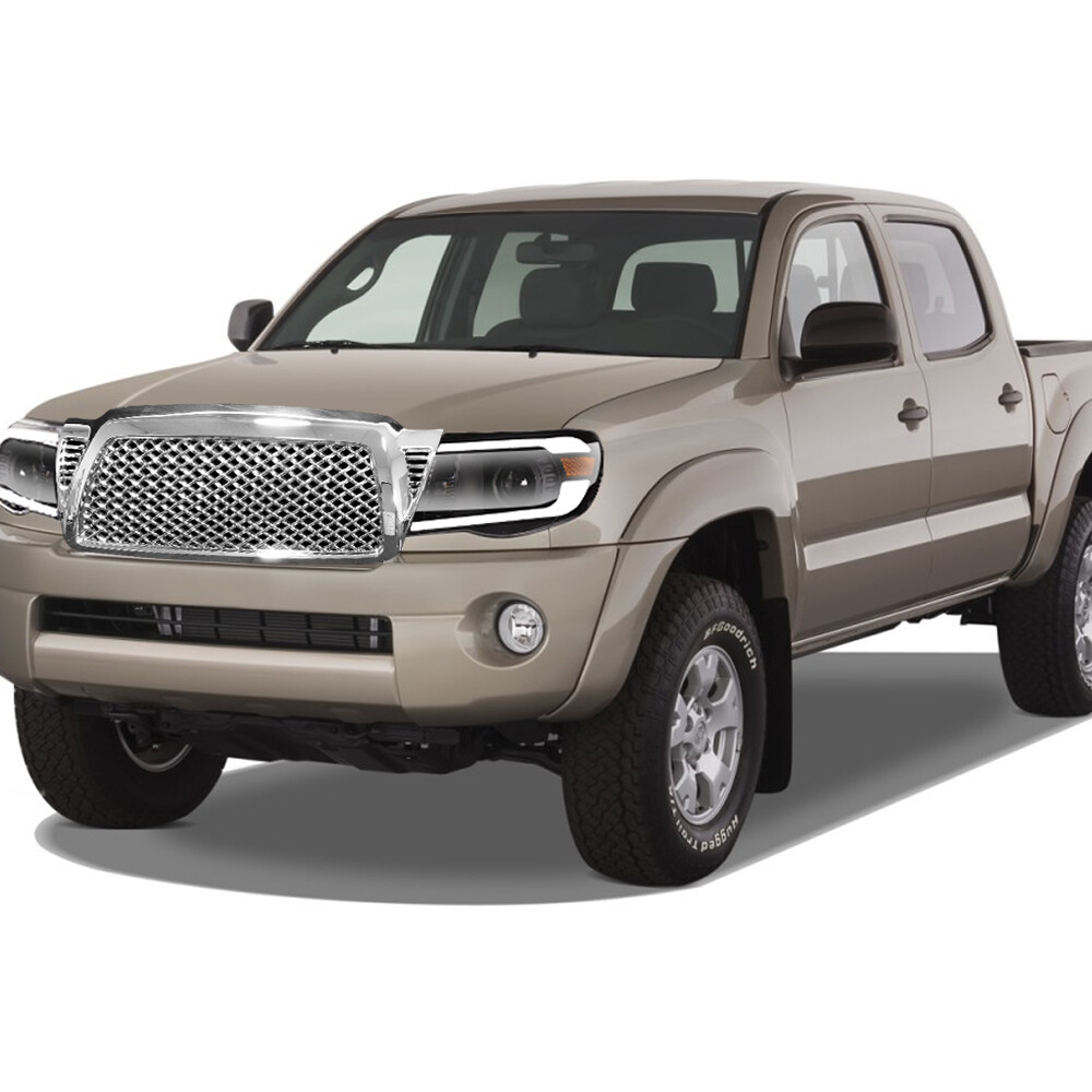 TLAPS For 05-11 Tacoma Sequential LED Blk Projector Headlights A+Chrome M Grille