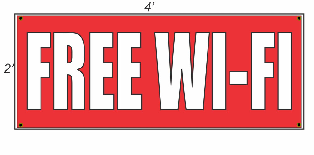 Get 2x4 FREE Wi-Fi Red with White Copy Banner Sign Brand New for Effective Promotions
