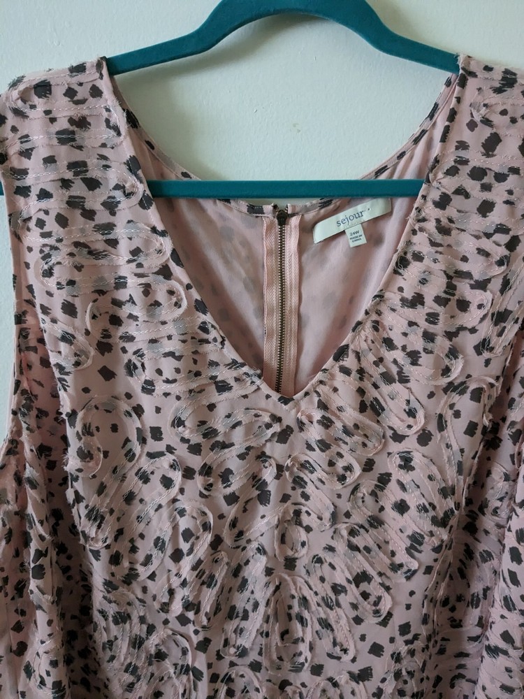 Mothers Day. Sale Sejour Plus Size 24W Pink Animal Print Sleeveless Blouse 12.99-image