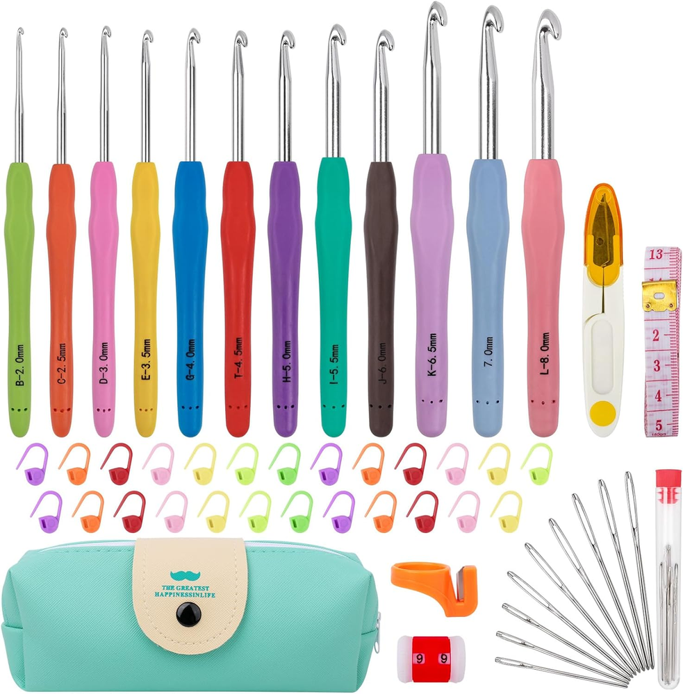 Crochet Hooks 12 Sizes Crochet Hook Set, 51 Pack Yarn Crochet Kit for Beginners