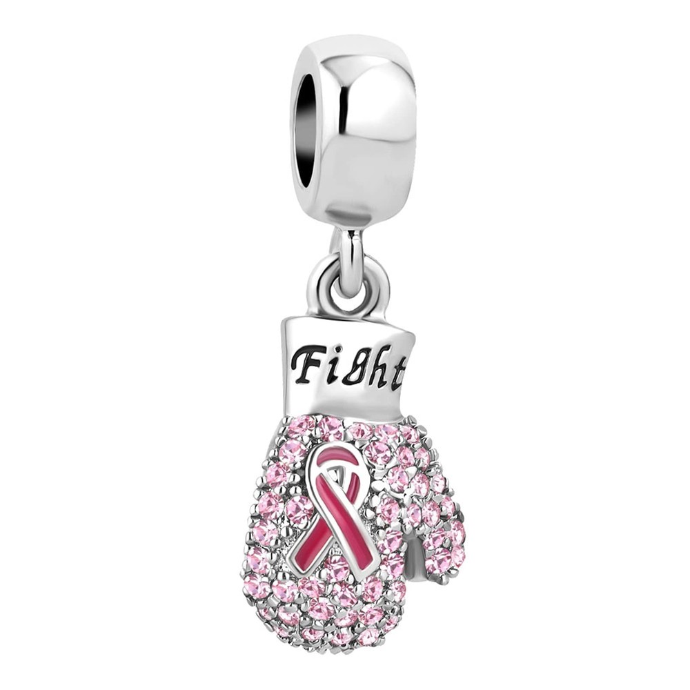 For Charm Bracelet Fight Breast Cancer Awareness Pink Ribbon Boxing Glove