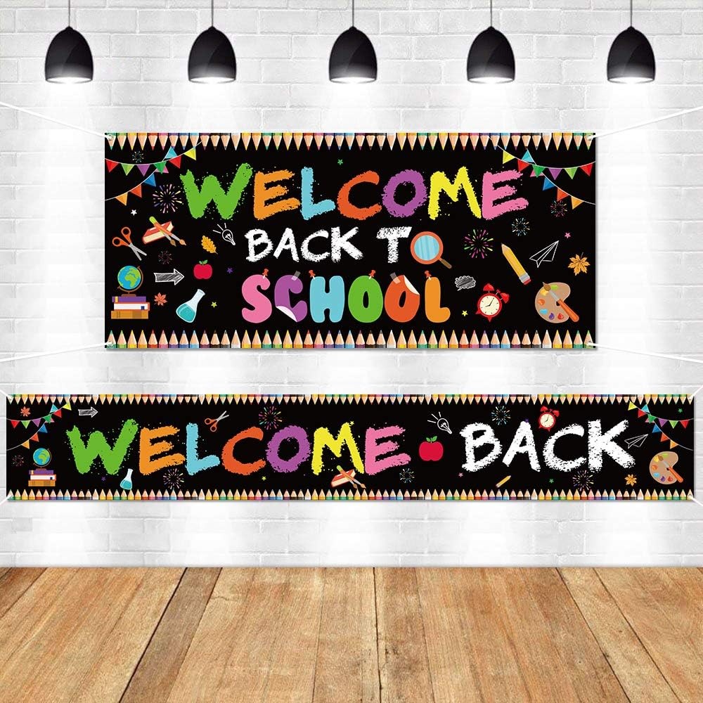 WATINC 2-Piece Welcome Back to School Banner Set - Extra Large First Day Classroom Decor