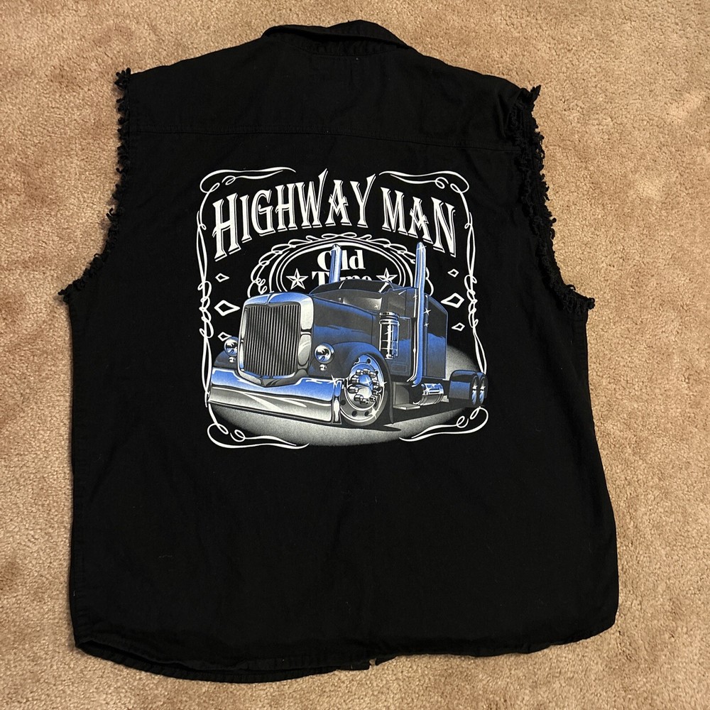 Coast Highway Man Old School Black Cut Off Cotton Vest. 3XL