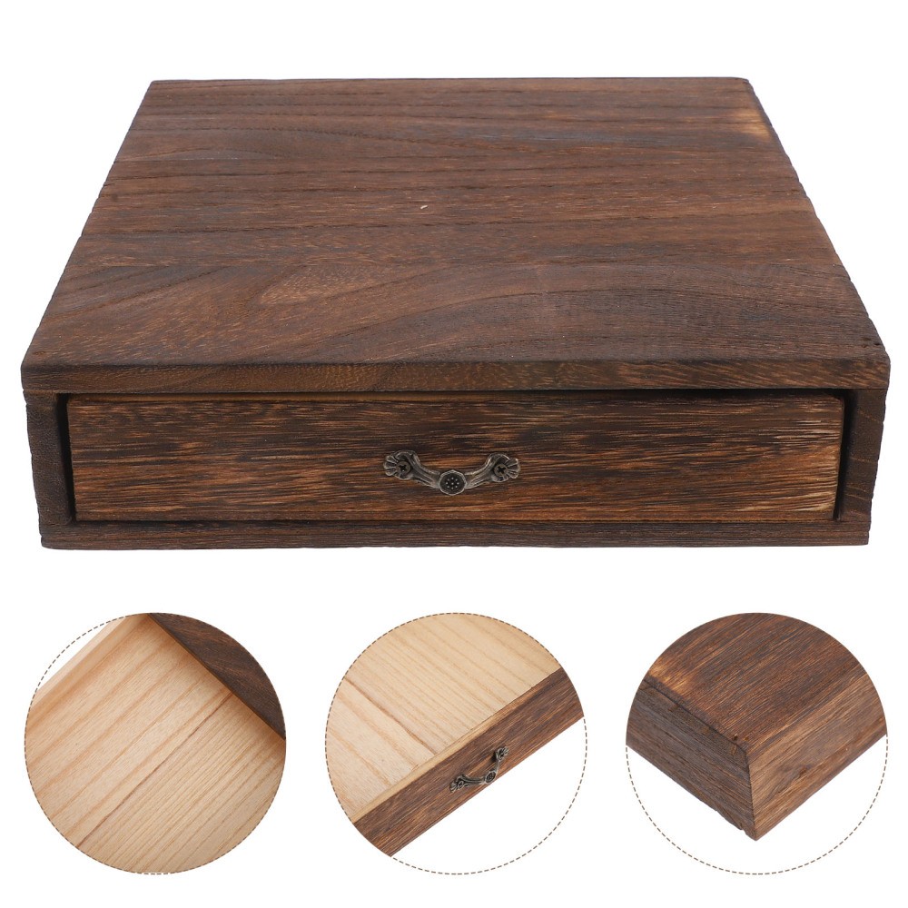 Solid Wood Desktop Organizer with Storage Drawers for Home Office