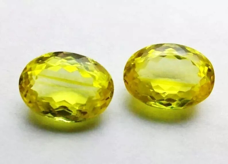 21-23 Ct Flawless Certified Natural Yellow Sapphire Oval Pair Gemstone