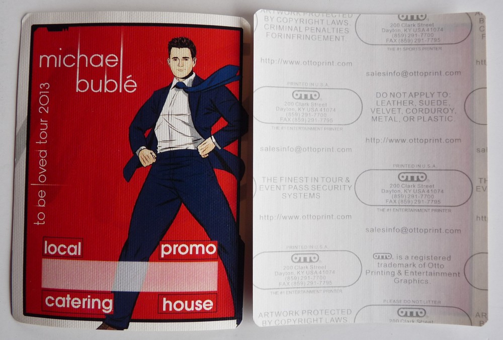 Michael Buble To Be Loved 2013 Concert Tour Red Backstage Pass D21