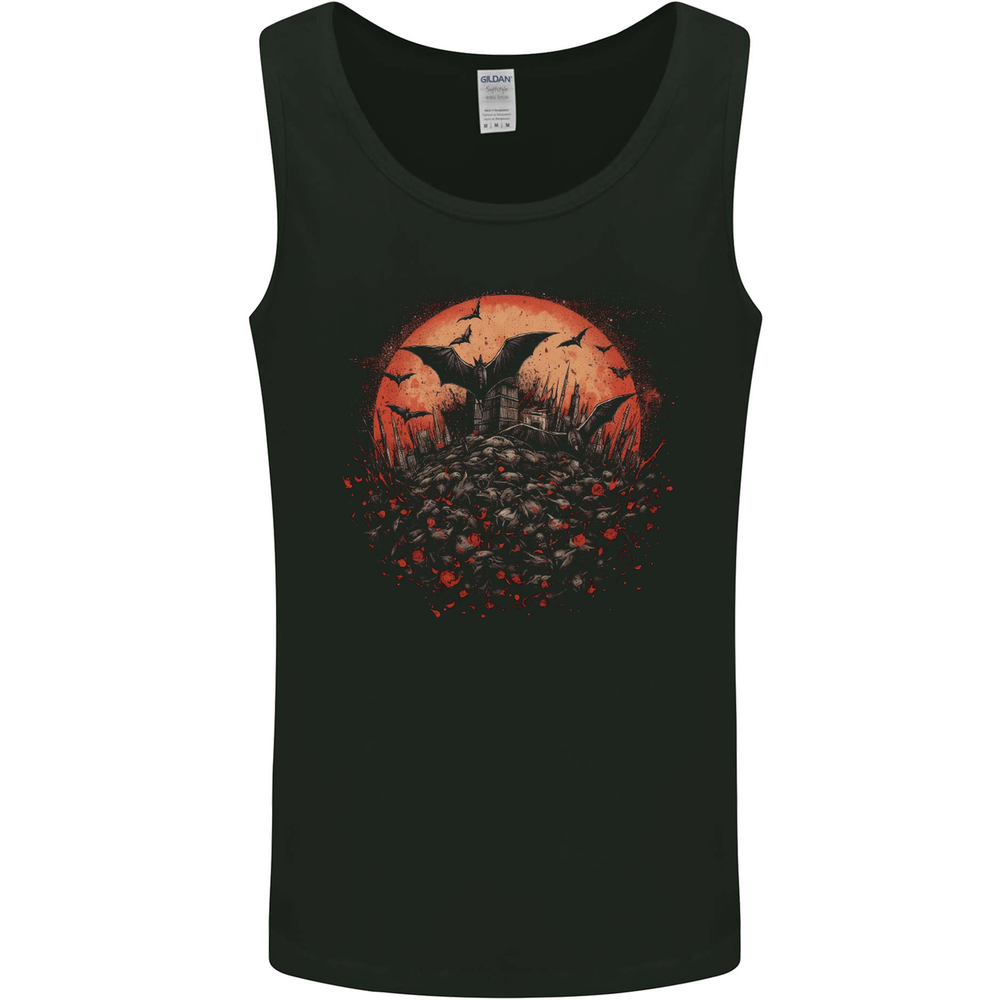 Bat Apocalypse Red Moon Halloween Mens Vest Tank Top