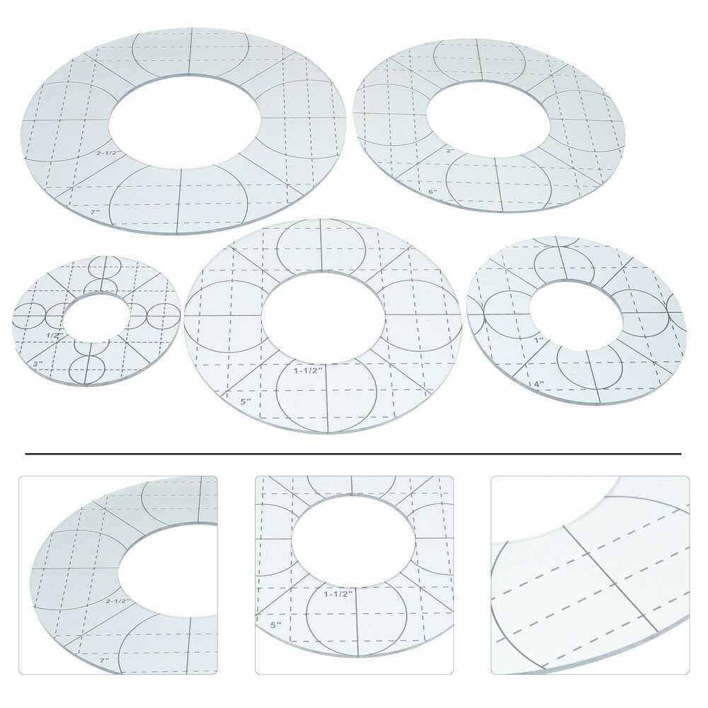 5 Pcs Patchwork Ruler Circle for Quilting DIY Rulers and Templates