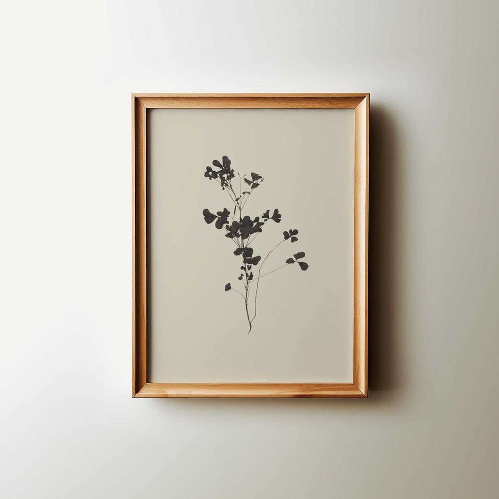 Minimalist Botanical Painting Wall Art Vintage Neutral Floral Sketch Cottage