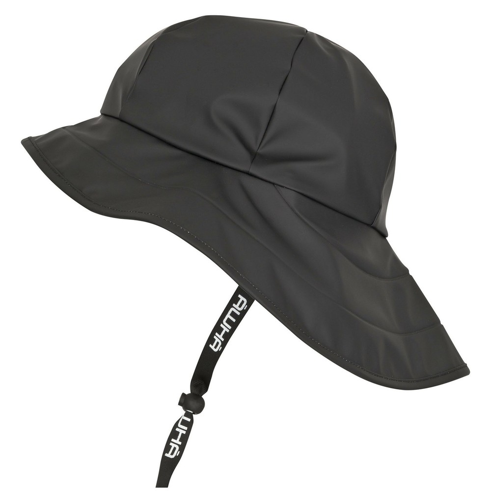 Souweste Rain Hat Waterproof Cap with Wide Brim and Earflap Black
