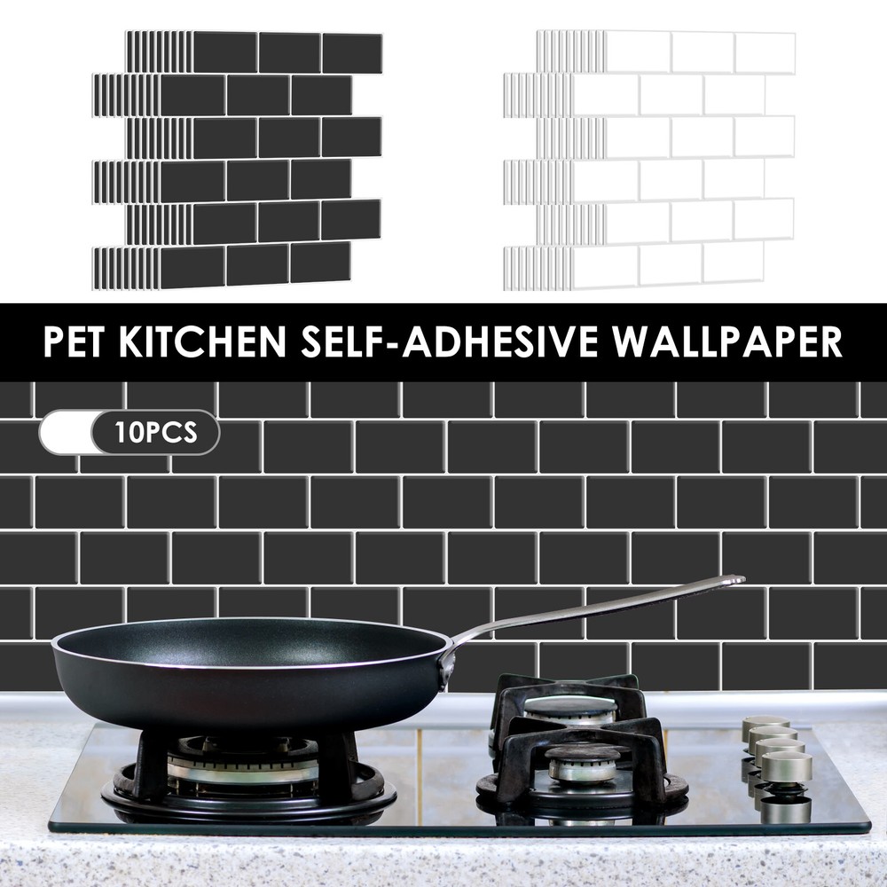 10Pcs Self-Adhesive 3D Peel and Stick Wall Tile Stickers Easy Install