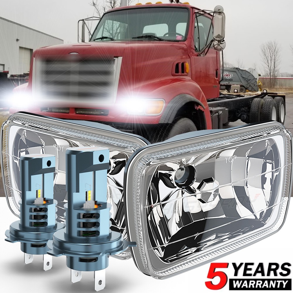 2PCS 7x6 Inch LED Headlight Hi Lo Sealed Beam Compatible with Sterling LT9500 1999-2008 Trucks