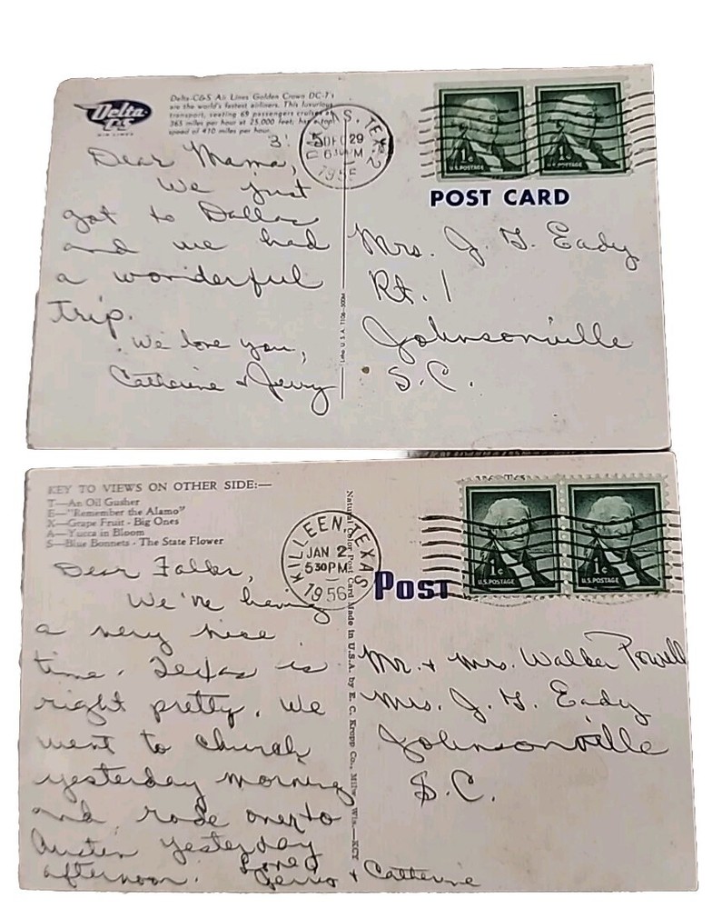 Rare Green Vintage George Washington 1 Cent Postage Stamp x4 On Vintage Postcard