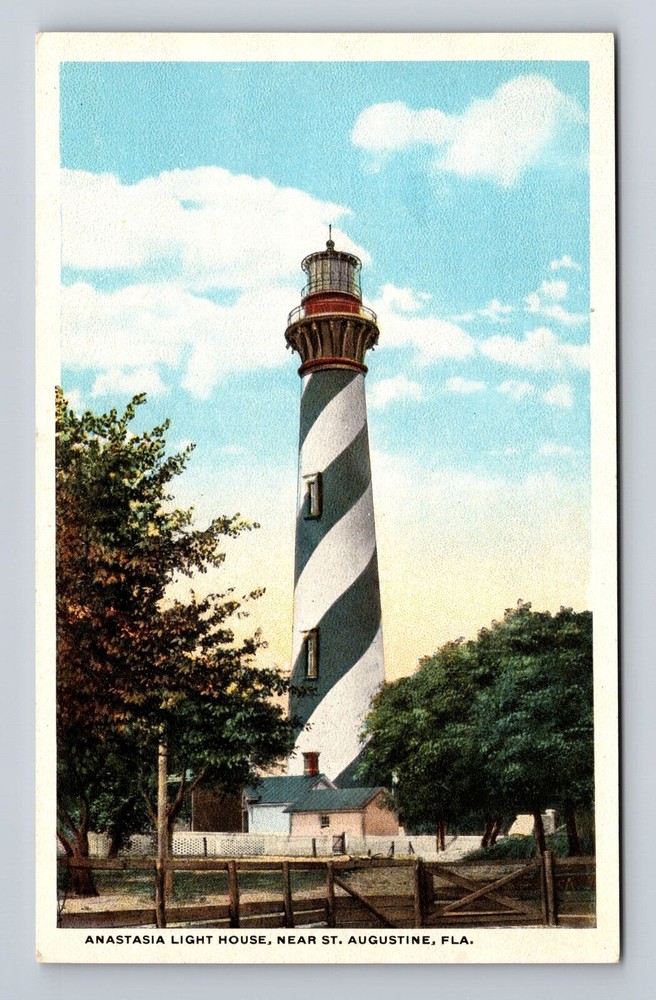 St Augustine FL-Florida, Scenic View Anastasia Light House Vintage Postcard