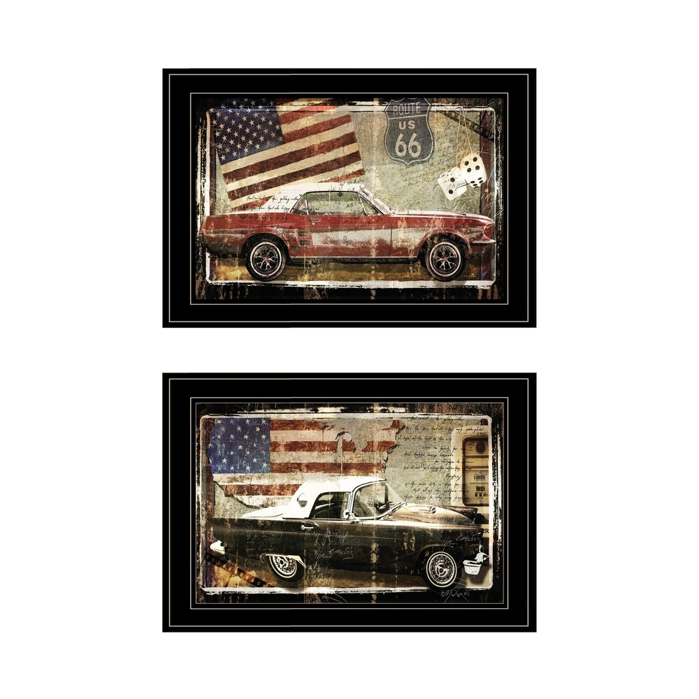 TrendyDecor4U Traditional Vintage Classics Collection Framed Red, White And Blue