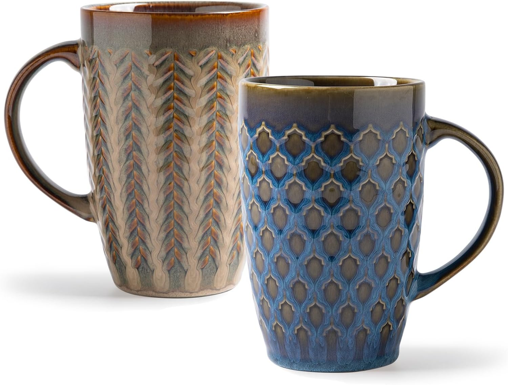 21 OZ Coffee Mugs 2 Set Large Ceramic Coffee Mugs Modern Coffee Mugs Set With