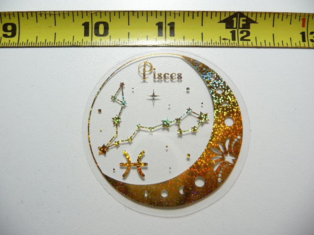 HOLOGRAPHIC ZODIAC PISCES STICKER DECAL HOROSCOPE SIGN BIRTH MONTH
