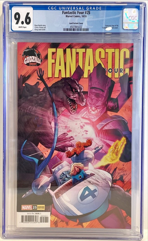 Fantastic Four #25 Greg Land Godzilla Variant Cover Marvel Comics 2024