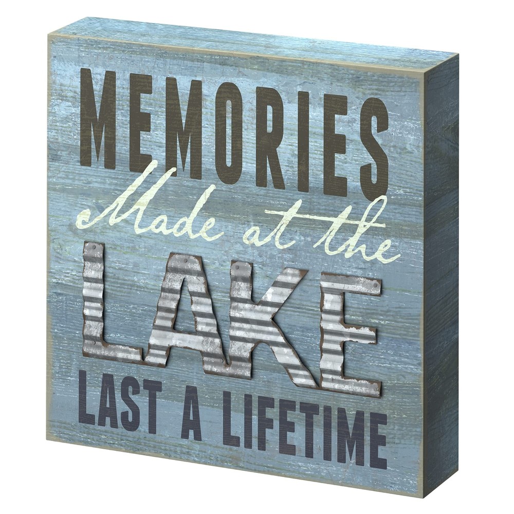 Barnyard Designs 'Memories at the Lake' Box Sign Wooden Signs for Home Decor,...