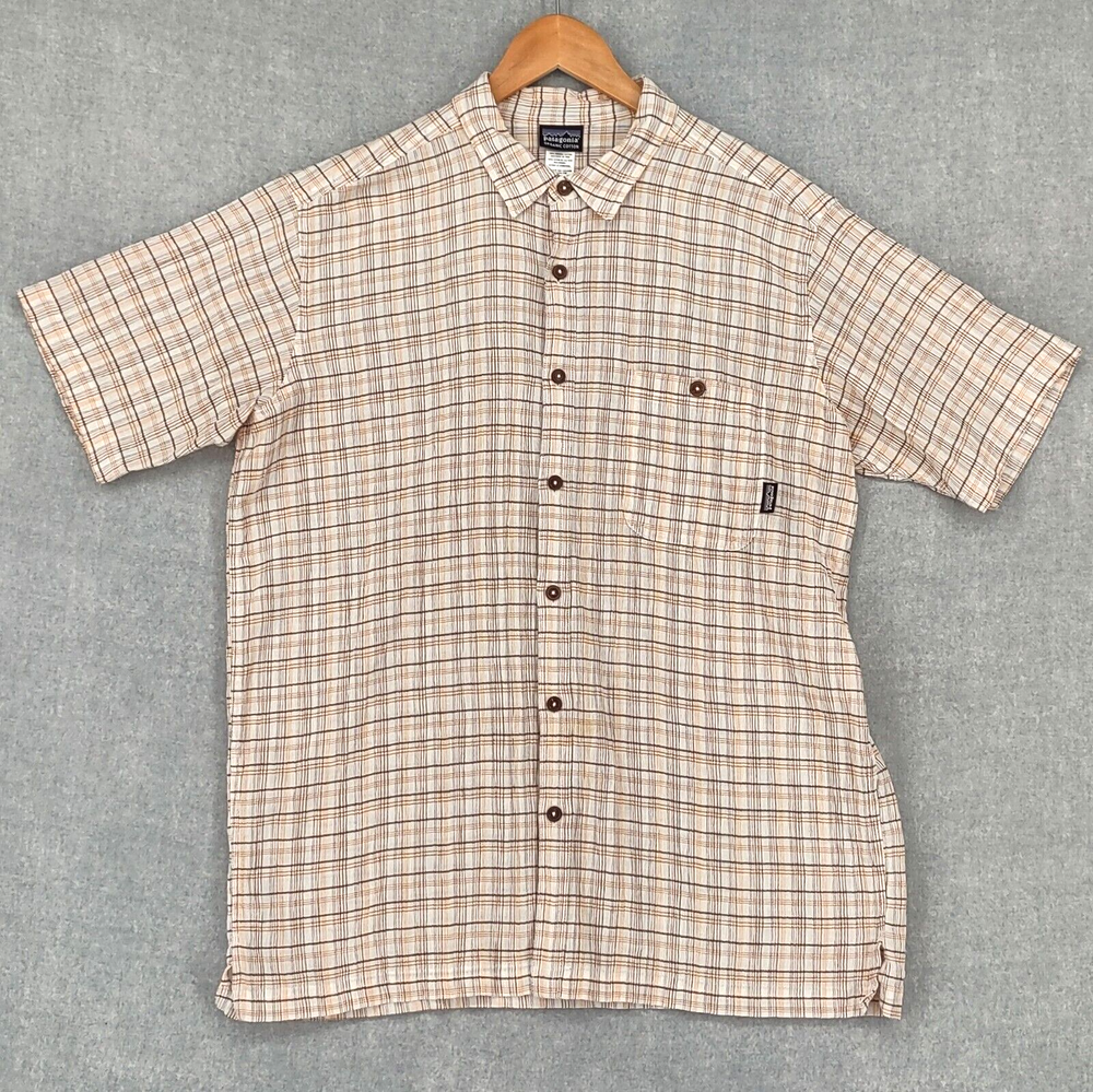 Patagonia Mens Large Tartan Organic Cotton Camp Shirt for Hiking