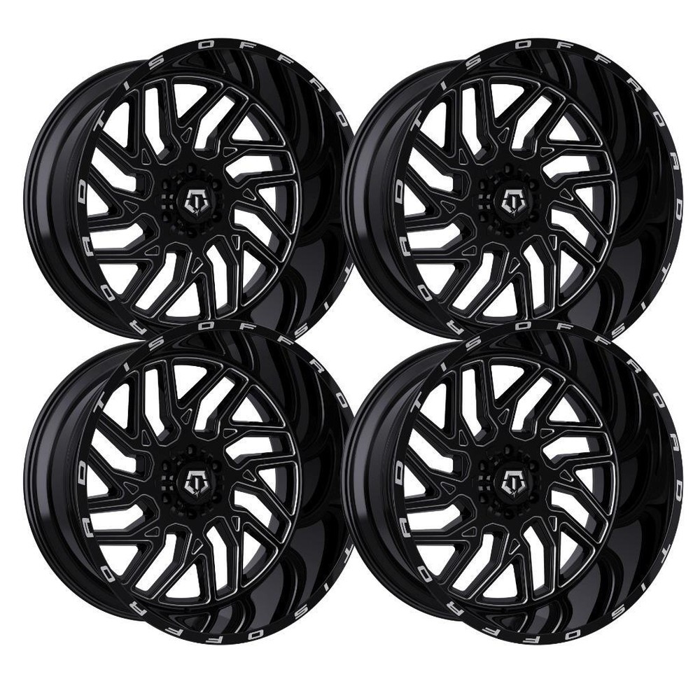 (Set-4) TIS 547BM 20X10 5x114.3/5x127 -19mm Black Milled Wheels Rims 20 Inch