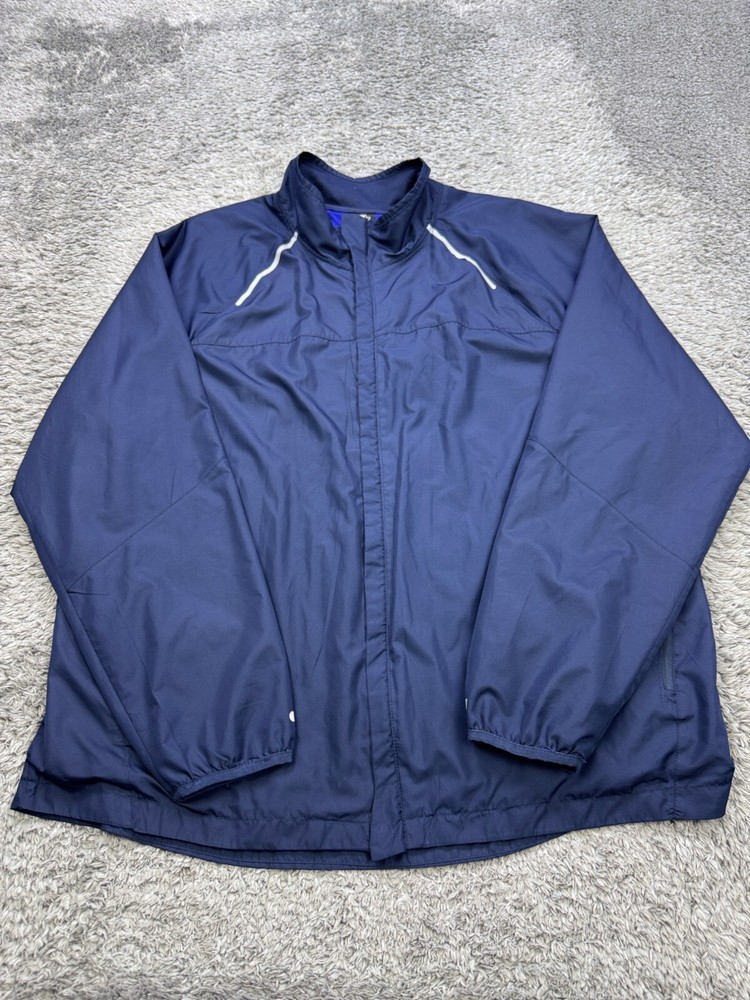 Vtg Starter Track Jacket Men 2XL Navy Blue Full Zip Vented Windbreaker 90s Y2K